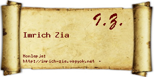 Imrich Zia névjegykártya